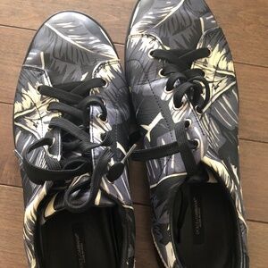 Dolce and Gabana Unisex Men’s 8.5 Women’s 10 Grey, Black Cream Leather Joggers